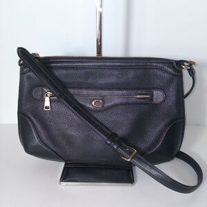 Coach Black Leather Crossbody Bag with Gold Accents